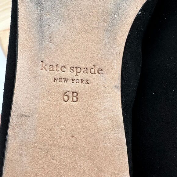 Kate Spade Adore Loafer Shoes Womens 6B Black Suede Tassels Slip On Pointed Toe - Picture 8 of 9